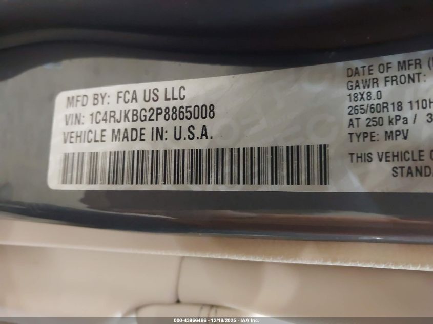 2023 Jeep Grand Cherokee L Limited 4X4 VIN: 1C4RJKBG2P8865008 Lot: 43966466