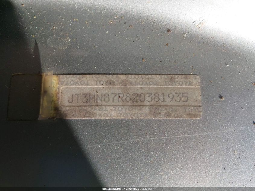 2002 Toyota 4Runner Limited V6 VIN: JT3HN87R820381935 Lot: 43966490