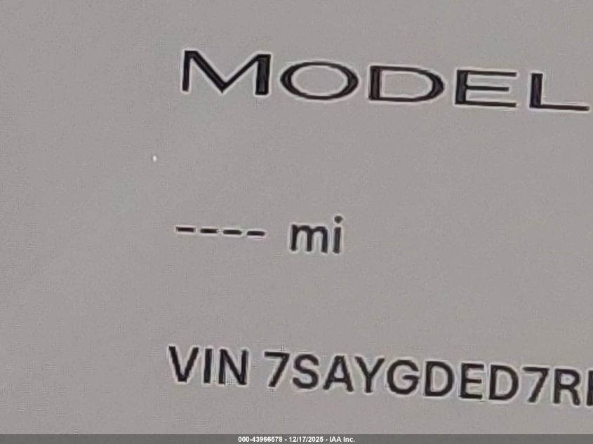 2024 Tesla Model Y Long Range Dual Motor All-Wheel Drive/Rwd VIN: 7SAYGDED7RF045844 Lot: 43966578