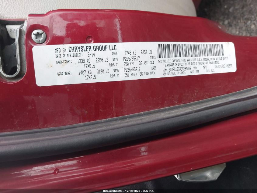 2014 Chrysler Town & Country Touring VIN: 2C4RC1BGXER294566 Lot: 43966593