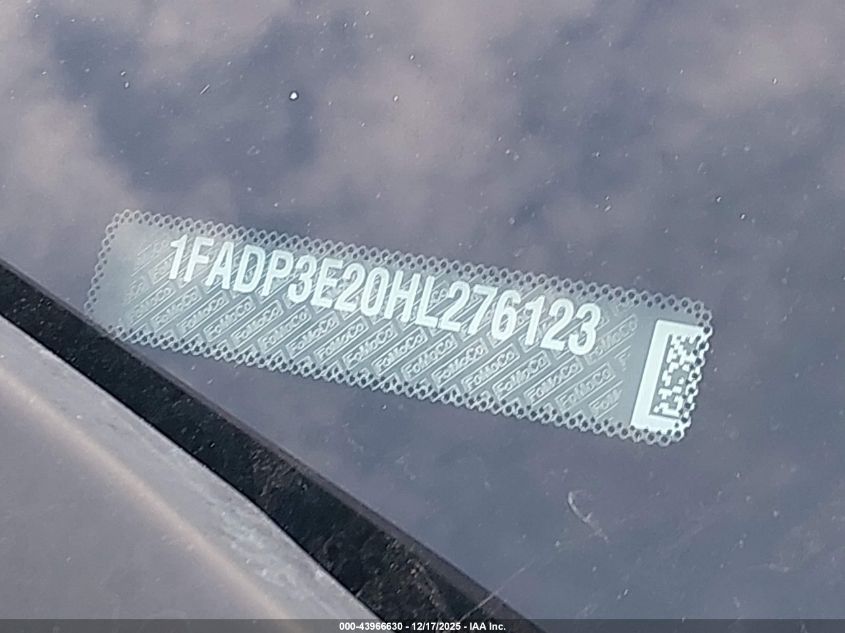 2017 Ford Focus S VIN: 1FADP3E20HL276123 Lot: 43966630