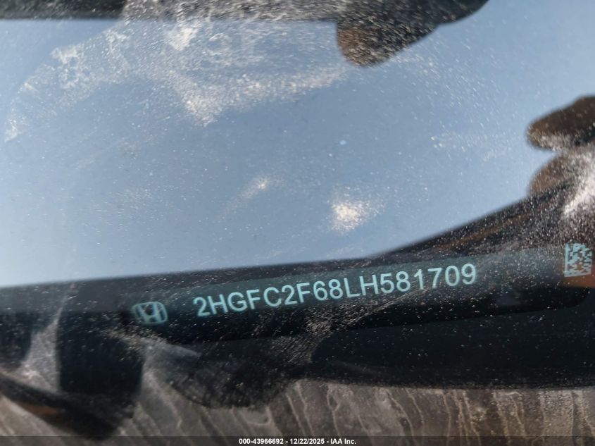 2020 Honda Civic Lx VIN: 2HGFC2F68LH581709 Lot: 43966692