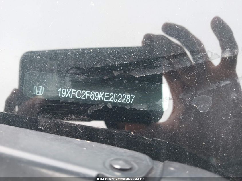 2019 Honda Civic Lx VIN: 19XFC2F69KE202287 Lot: 43966699