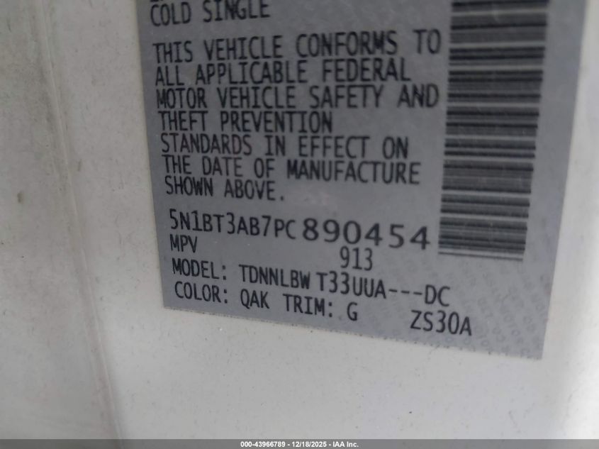 2023 Nissan Rogue S Intelligent Awd VIN: 5N1BT3AB7PC890454 Lot: 43966789