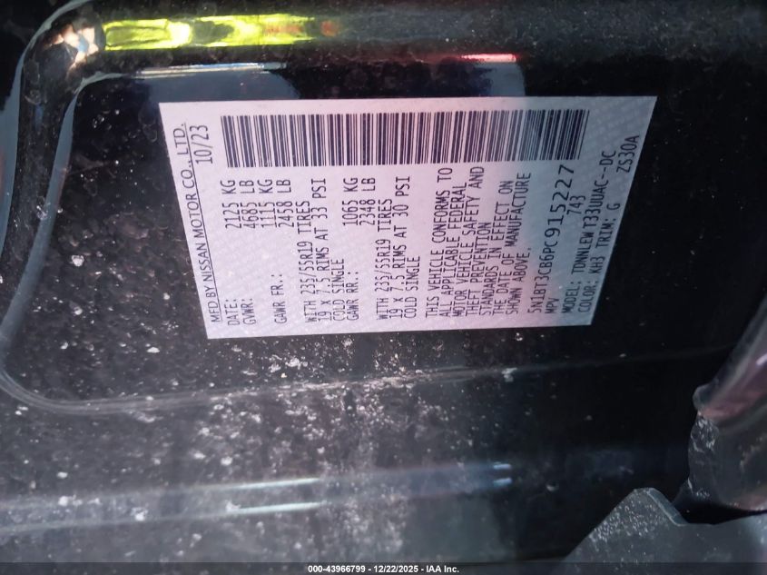 2023 Nissan Rogue Sl Intelligent Awd VIN: 5N1BT3CB6PC915227 Lot: 43966799