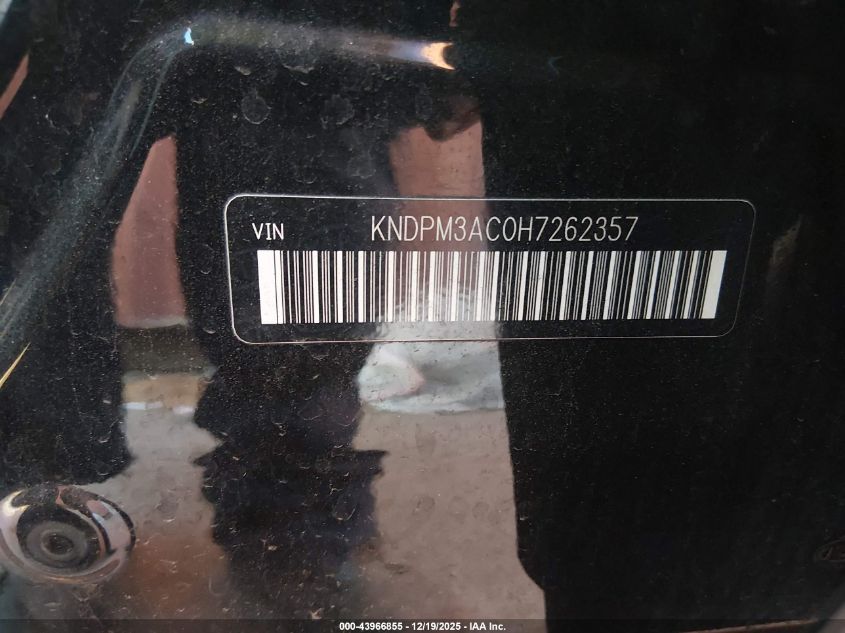 2017 Kia Sportage Lx VIN: KNDPM3AC0H7262357 Lot: 43966855