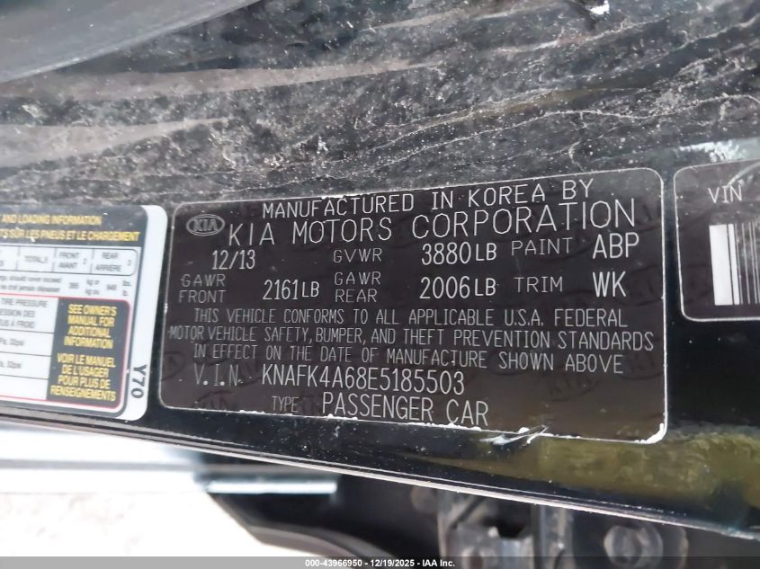 2014 Kia Forte Lx VIN: KNAFK4A68E5185503 Lot: 43966950