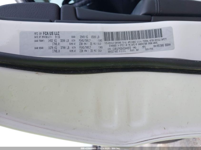 2017 Jeep Grand Cherokee Laredo 4X4 VIN: 1C4RJFAG6HC644972 Lot: 43966989