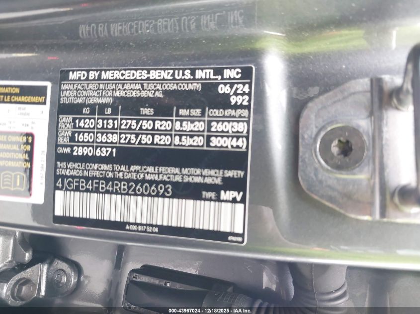 2024 Mercedes-Benz GLE-Class - 4JGFB4FB4RB260693