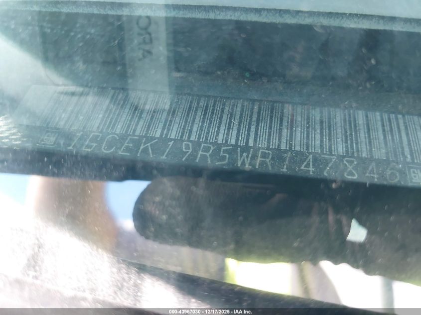 1998 Chevrolet K1500 Fleetside VIN: 1GCEK19R5WR147846 Lot: 43967030