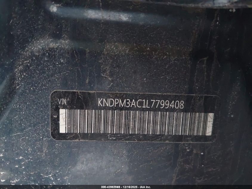 2020 Kia Sportage Lx VIN: KNDPM3AC1L7799408 Lot: 43967049