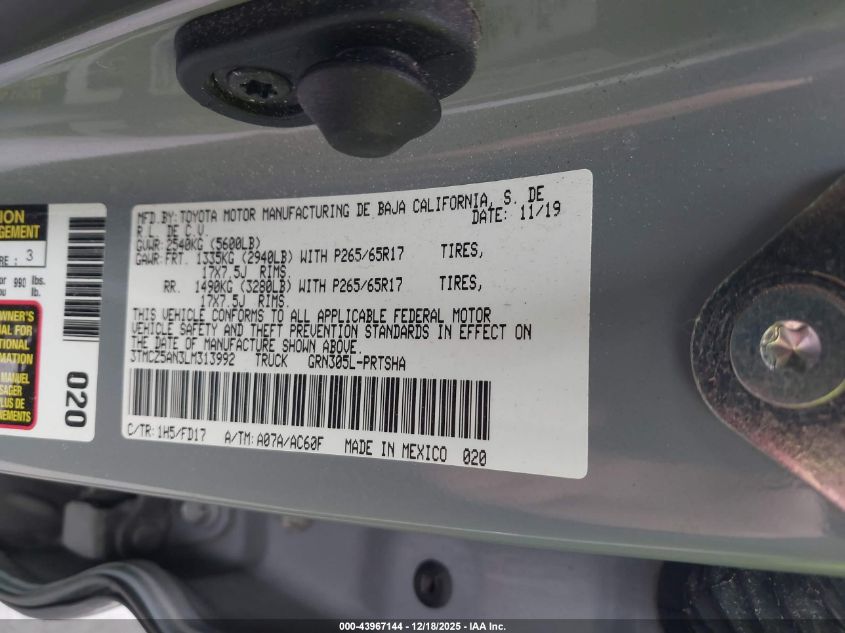 2020 Toyota Tacoma Trd Sport VIN: 3TMCZ5AN3LM313992 Lot: 43967144