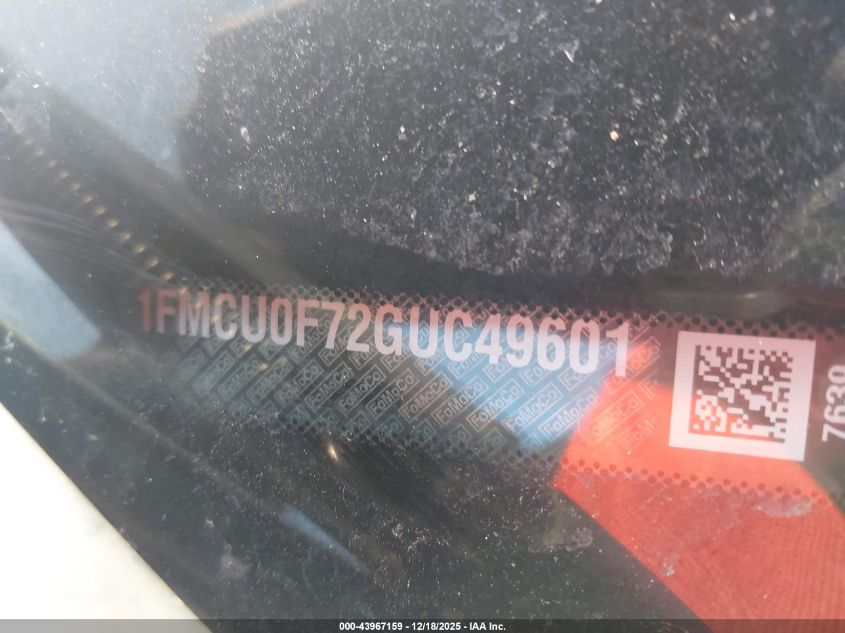 2016 Ford Escape S VIN: 1FMCU0F72GUC49601 Lot: 43967159
