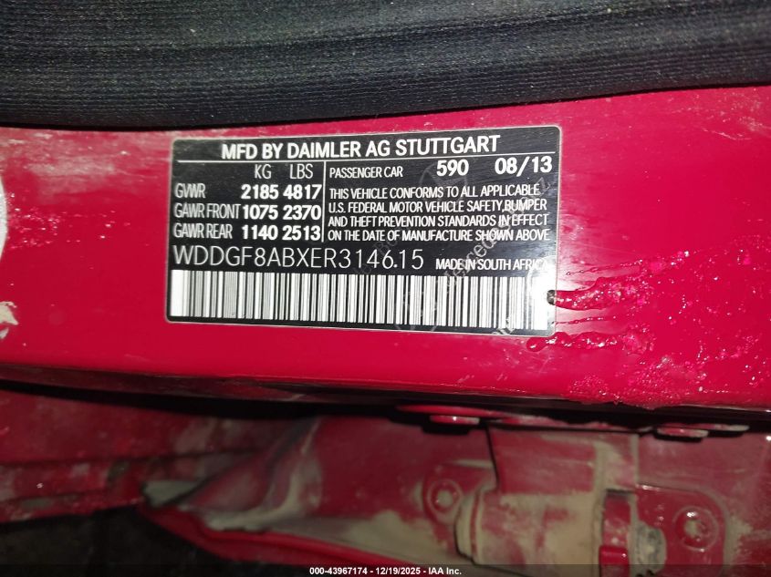 2014 Mercedes-Benz C 300 Sport 4Matic VIN: WDDGF8ABXER314615 Lot: 43967174