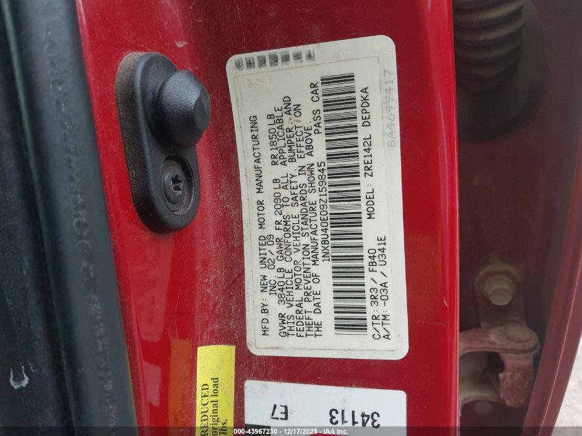 2009 Toyota Corolla Le VIN: 1NXBU40E09Z159845 Lot: 43967230