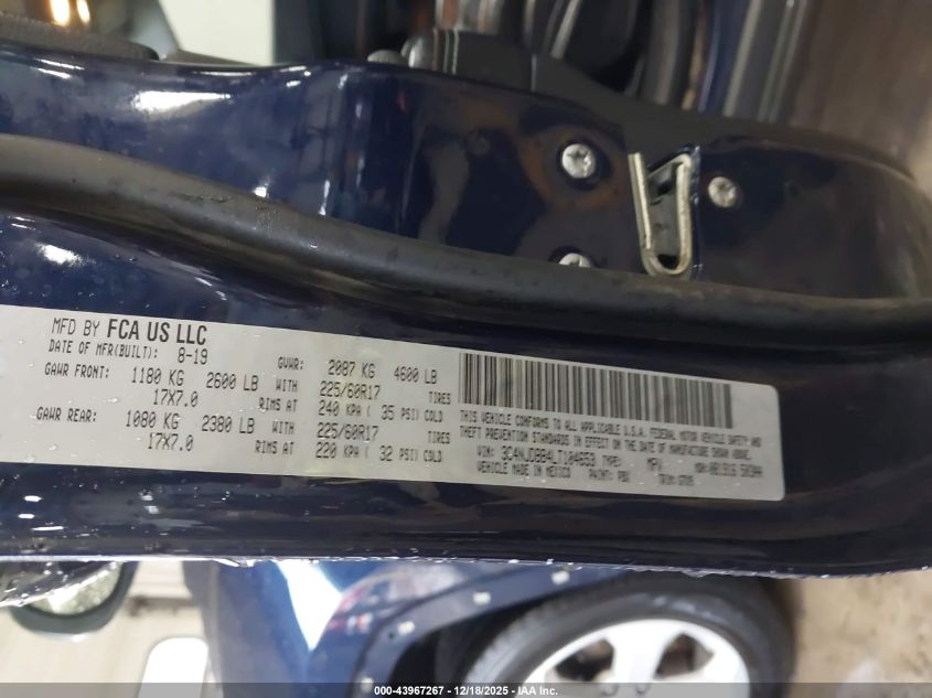 2020 Jeep Compass Latitude 4X4 VIN: 3C4NJDBB4LT104653 Lot: 43967267