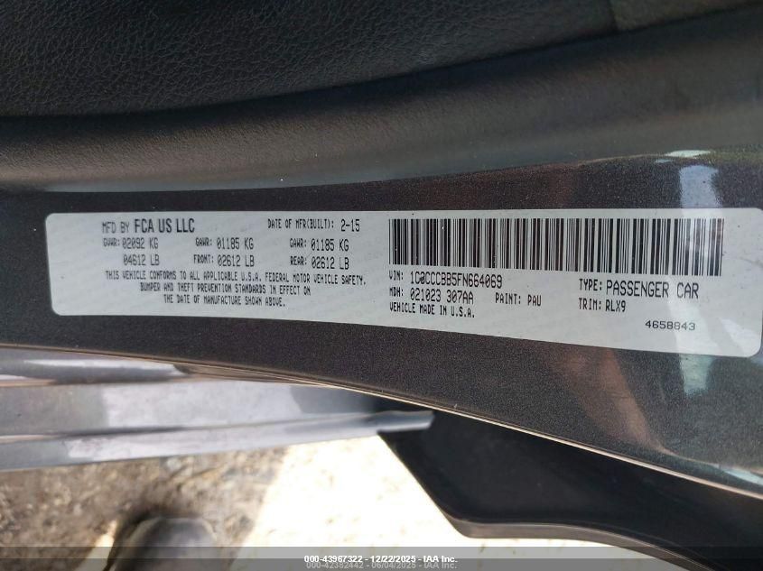 2015 Chrysler 200 S VIN: 1C3CCCBB5FN664069 Lot: 43967322