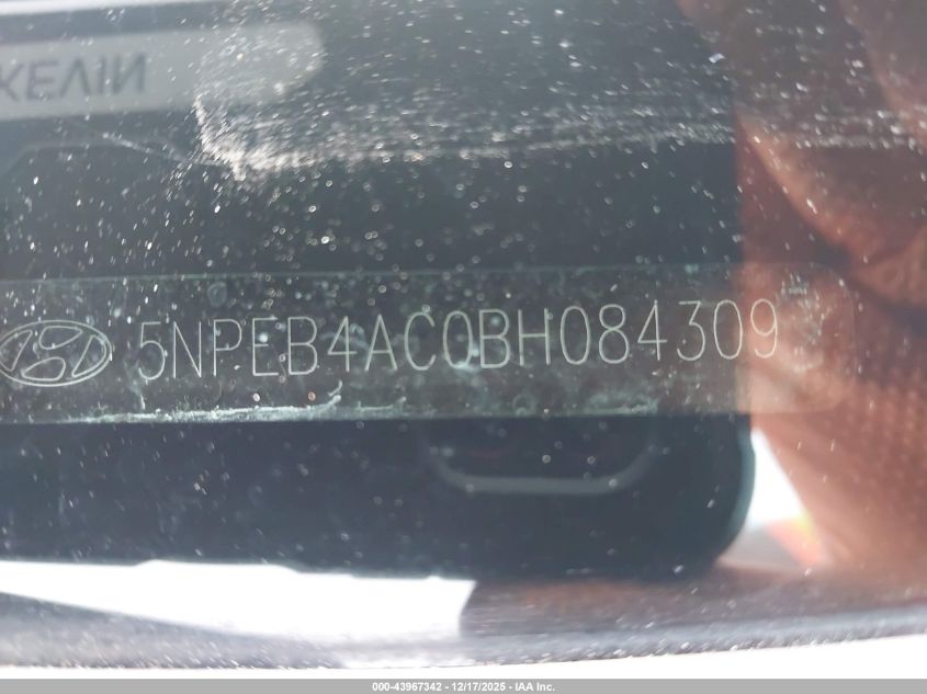 2011 Hyundai Sonata Gls VIN: 5NPEB4AC0BH084309 Lot: 43967342