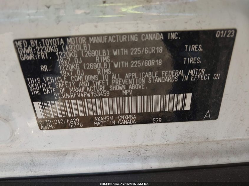 2023 Toyota Rav4 Hybrid Woodland Edition VIN: 2T3UWRFV4PW153459 Lot: 43967364