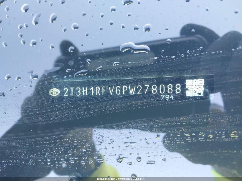 2023 Toyota Rav4 Le VIN: 2T3H1RFV6PW278088 Lot: 43967405