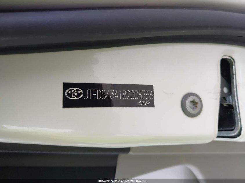2008 Toyota Highlander Sport VIN: JTEDS43A182008756 Lot: 43967432