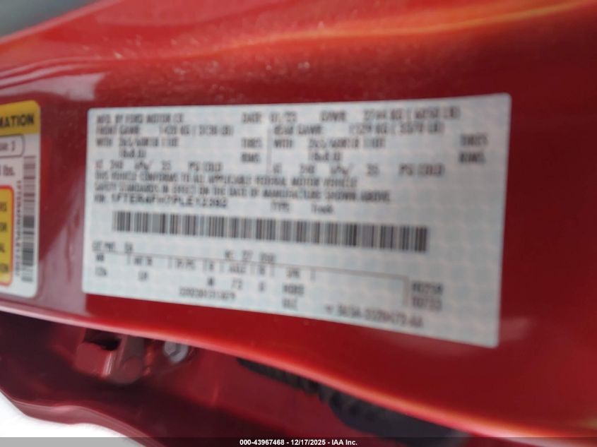 2023 Ford Ranger Xlt VIN: 1FTER4FH7PLE12392 Lot: 43967468