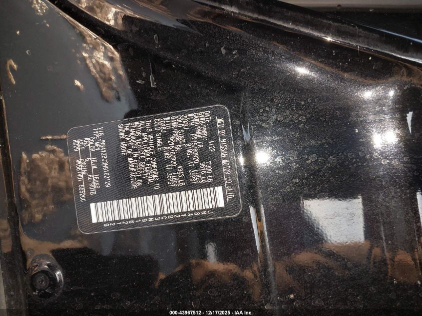 2022 Nissan Armada Sl 2Wd VIN: JN8AY2BC3N9162129 Lot: 43967512