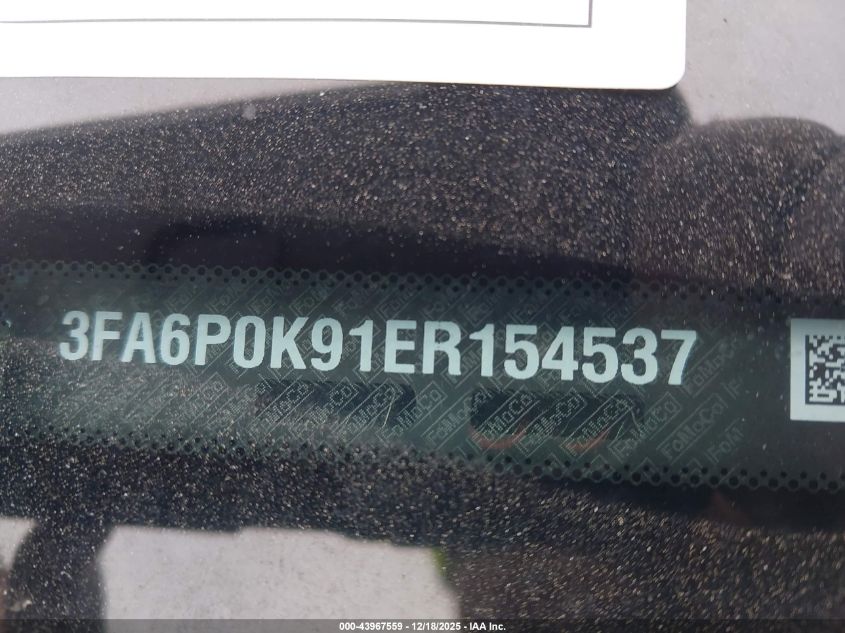 2014 Ford Fusion Titanium VIN: 3FA6P0K91ER154537 Lot: 43967559