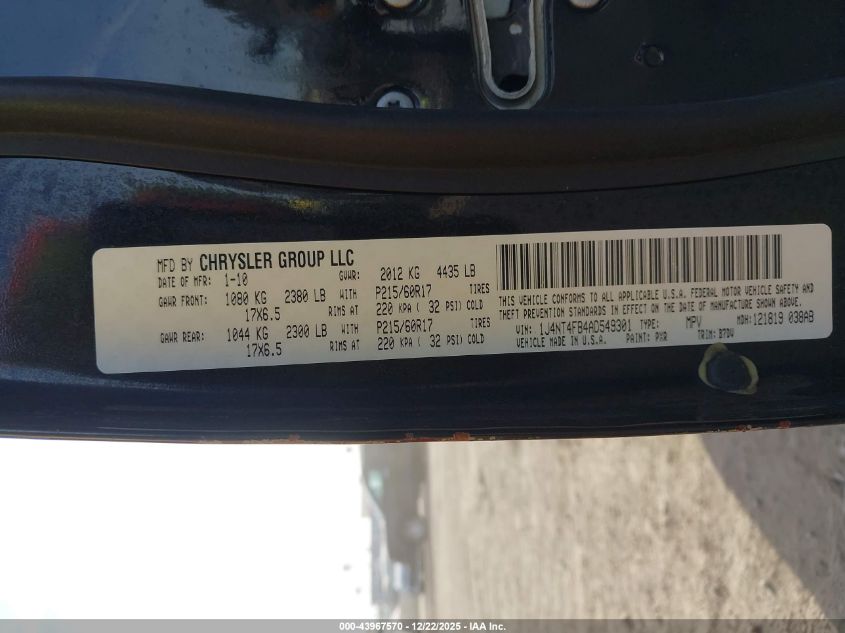 2010 Jeep Compass Sport VIN: 1J4NT4FB4AD549301 Lot: 43967570