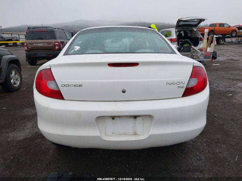 2002 Dodge Neon Se VIN: 1B3AS46C72D595742 Lot: 43967677