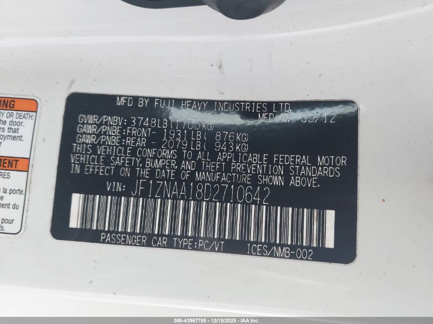 2013 Scion Fr-S VIN: JF1ZNAA18D2710642 Lot: 43967705