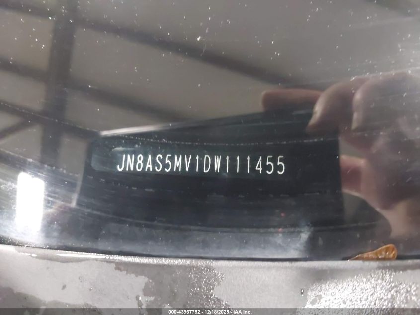 2013 Nissan Rogue Sv W/Sl Pkg VIN: JN8AS5MV1DW111455 Lot: 43967752