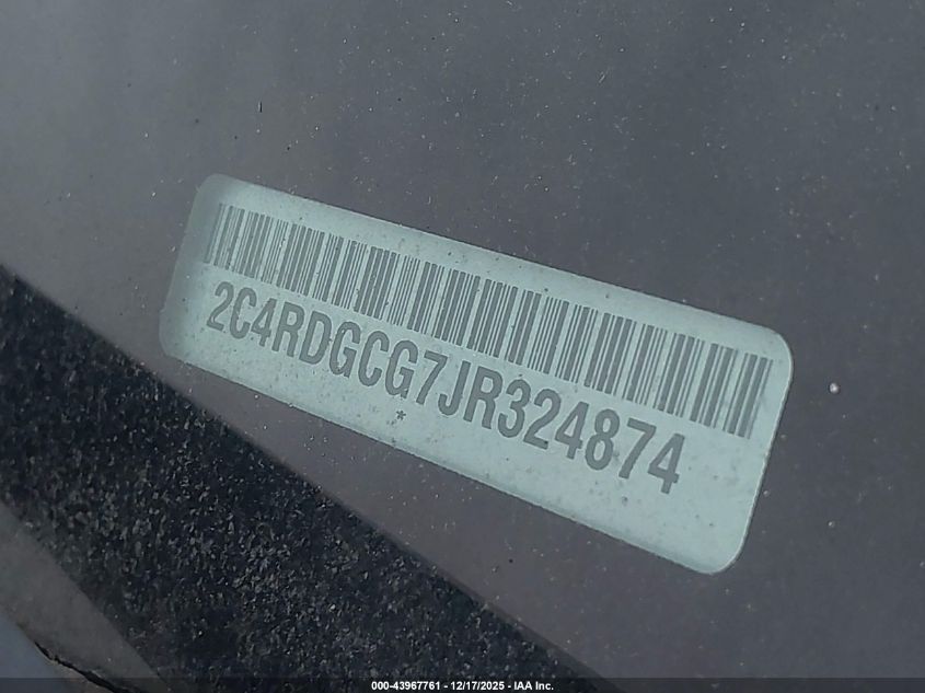 2018 Dodge Grand Caravan Sxt VIN: 2C4RDGCG7JR324874 Lot: 43967761