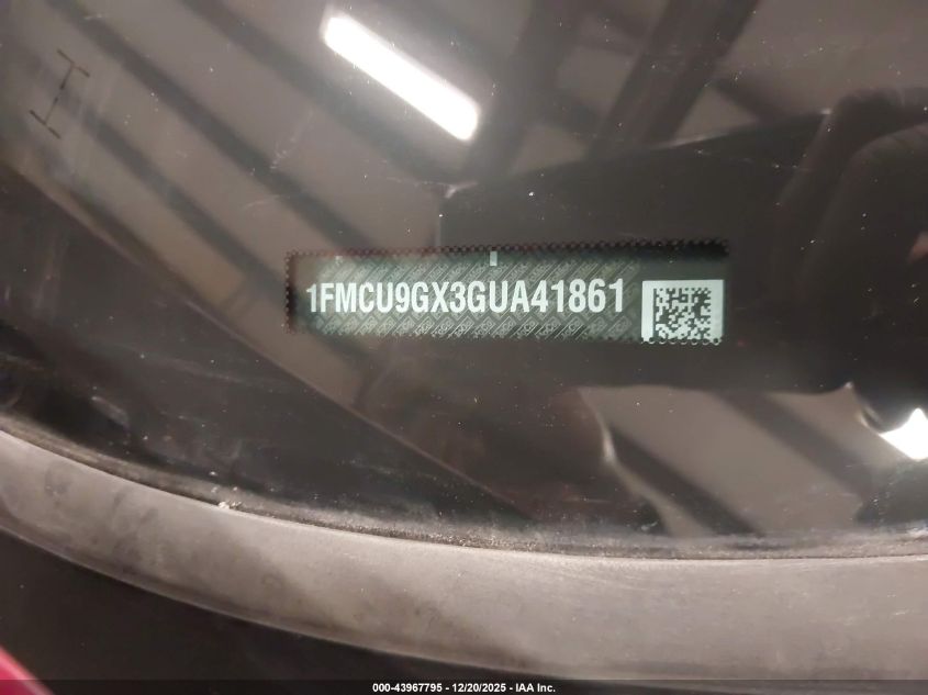 2016 Ford Escape Se VIN: 1FMCU9GX3GUA41861 Lot: 43967795