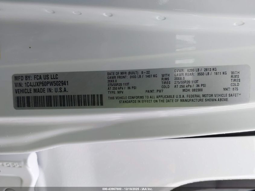 2023 Jeep Wrangler 4Xe Sahara 4X4 VIN: 1C4JJXP60PW502941 Lot: 43967800