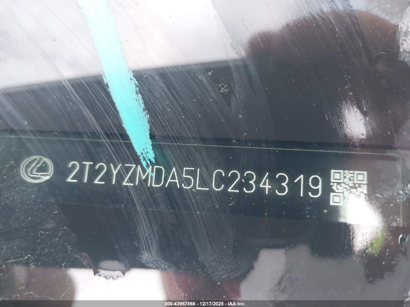 2020 Lexus Rx 350 F Sport Performance VIN: 2T2YZMDA5LC234319 Lot: 43967866