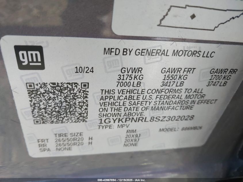 2025 Cadillac Lyriq Luxury 1 Rwd VIN: 1GYKPNRL8SZ302028 Lot: 43967894