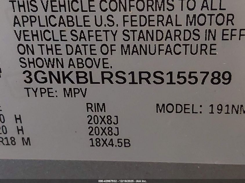 2024 Chevrolet Blazer Awd Premier VIN: 3GNKBLRS1RS155789 Lot: 43967932