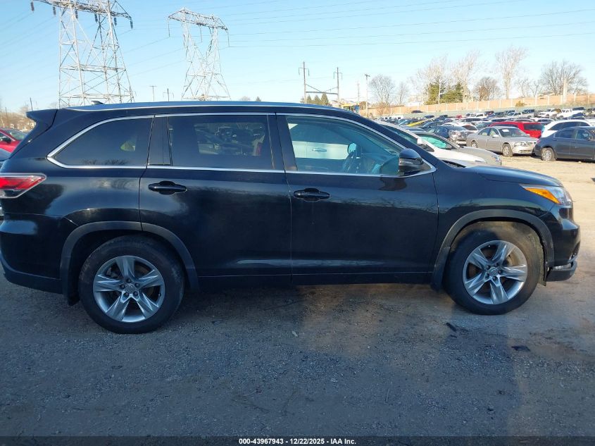 2015 Toyota Highlander Limited V6 VIN: 5TDDKRFH7FS178555 Lot: 43967943