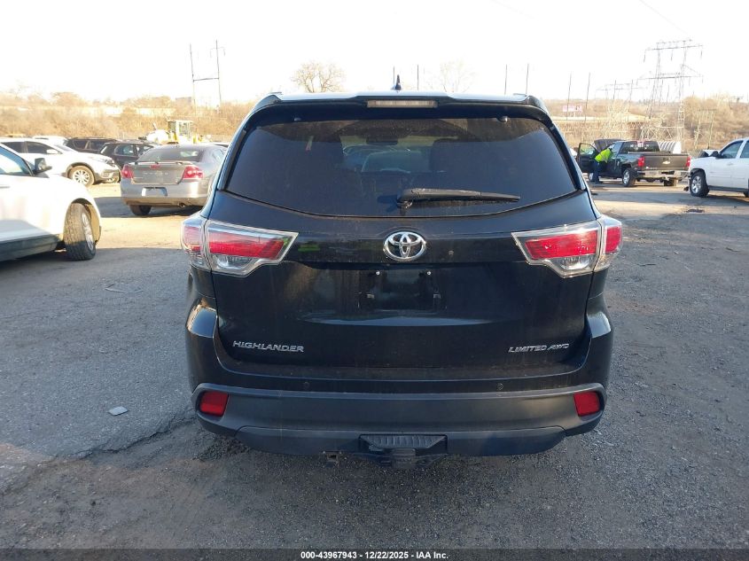 2015 Toyota Highlander Limited V6 VIN: 5TDDKRFH7FS178555 Lot: 43967943