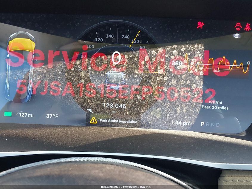 2014 Tesla Model S VIN: 5YJSA1S15EFP50522 Lot: 43967975