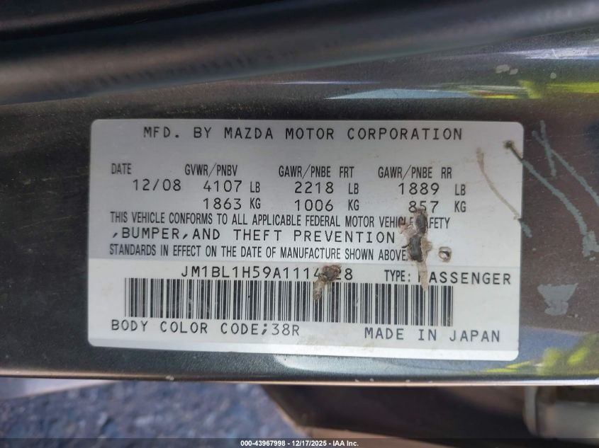 2010 Mazda Mazda3 S Grand Touring VIN: JM1BL1H59A1114628 Lot: 43967998