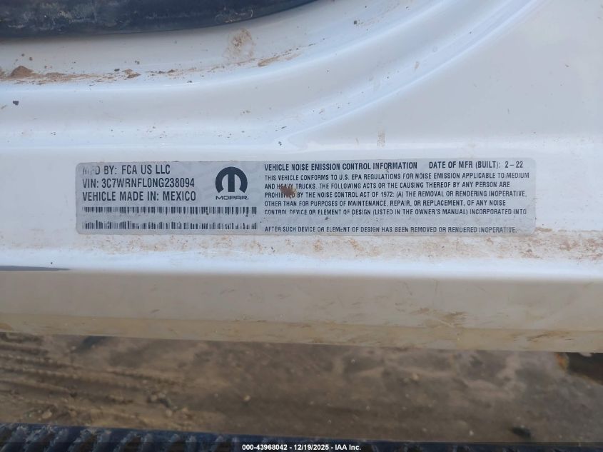 2022 Ram 5500 Chassis Tradesman/Slt/Laramie/Limited VIN: 3C7WRNFL0NG238094 Lot: 43968042