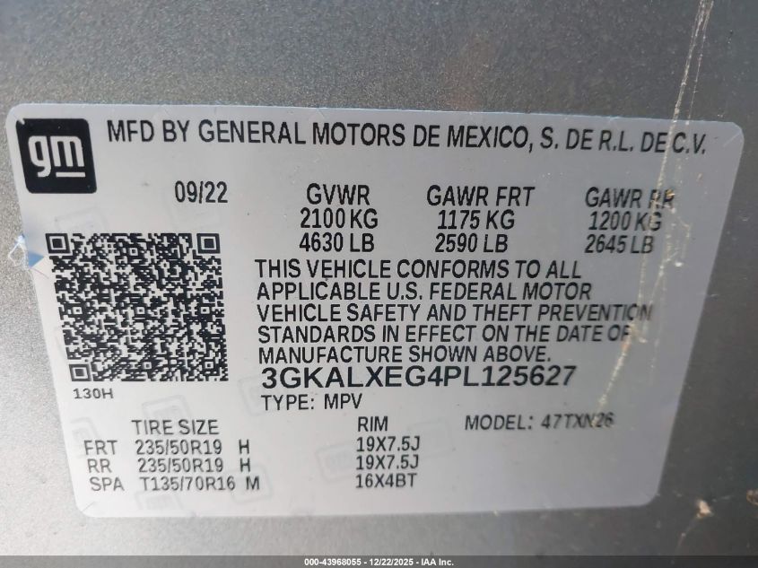 2023 GMC Terrain Awd Denali VIN: 3GKALXEG4PL125627 Lot: 43968055