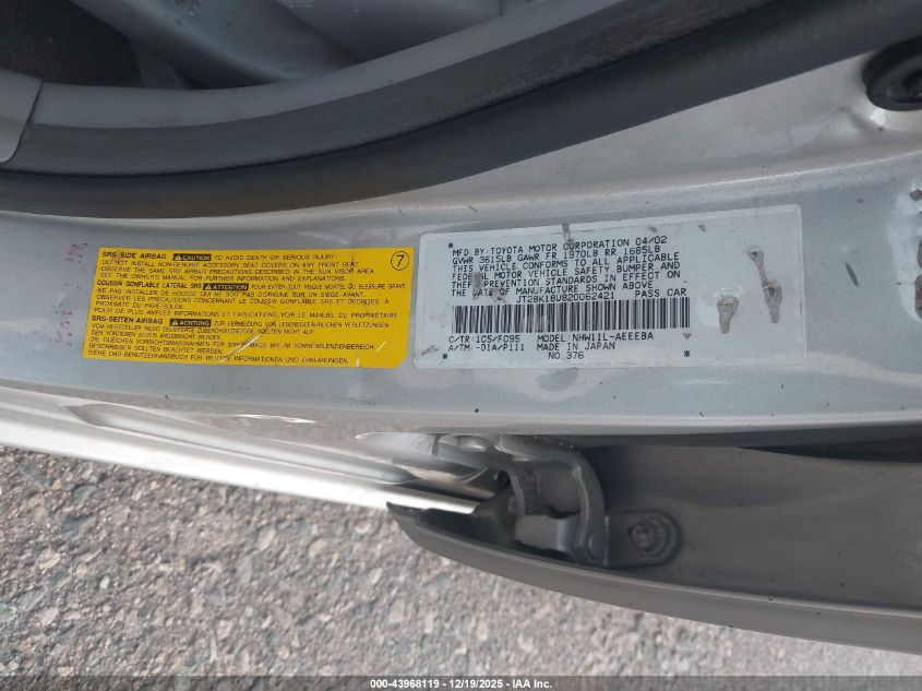 2002 Toyota Prius VIN: JT2BK18U820062421 Lot: 43968119