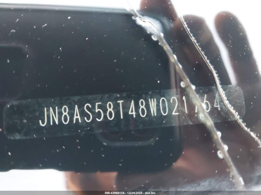 2008 Nissan Rogue Sl VIN: JN8AS58T48W021764 Lot: 43968134
