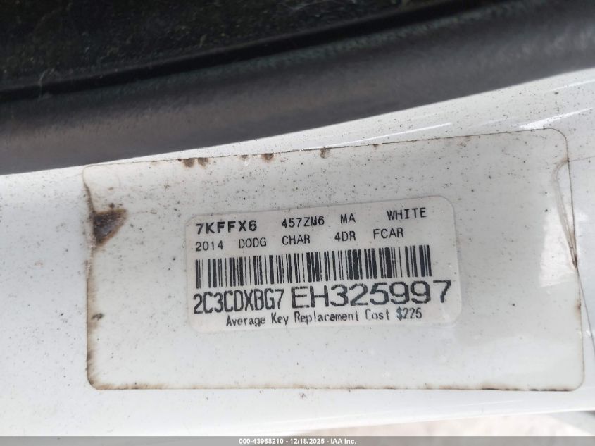 2014 Dodge Charger Se VIN: 2C3CDXBG7EH325997 Lot: 43968210