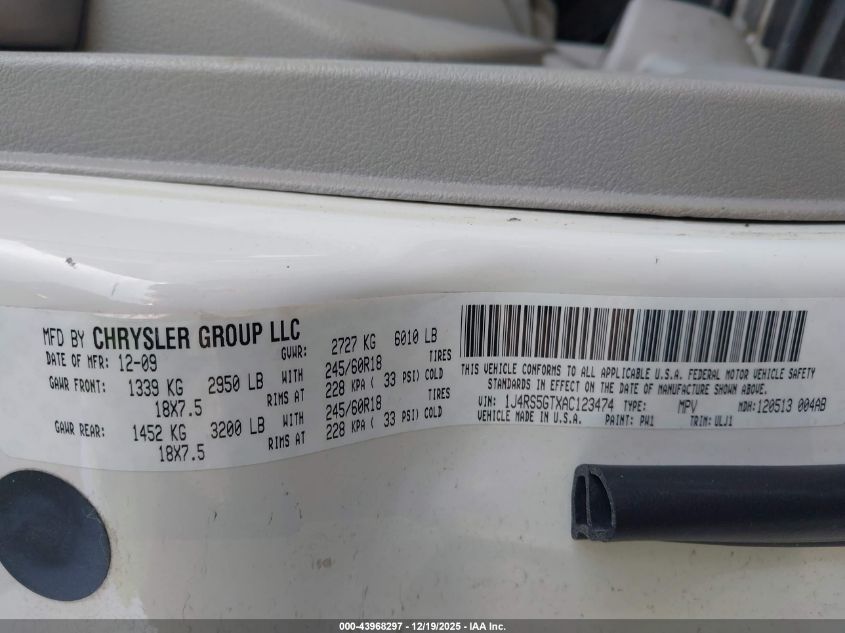 2010 Jeep Grand Cherokee Limited VIN: 1J4RS5GTXAC123474 Lot: 43968297