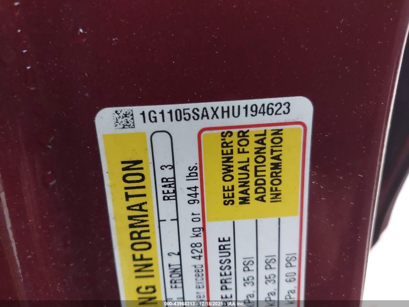 2017 Chevrolet Impala 1Lt VIN: 1G1105SAXHU194623 Lot: 43968313