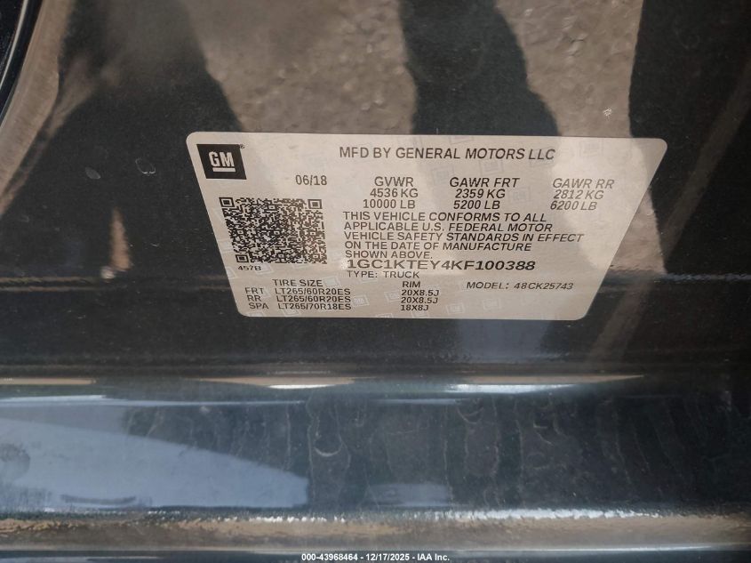 2019 Chevrolet Silverado 2500 - 1GC1KTEY4KF100388